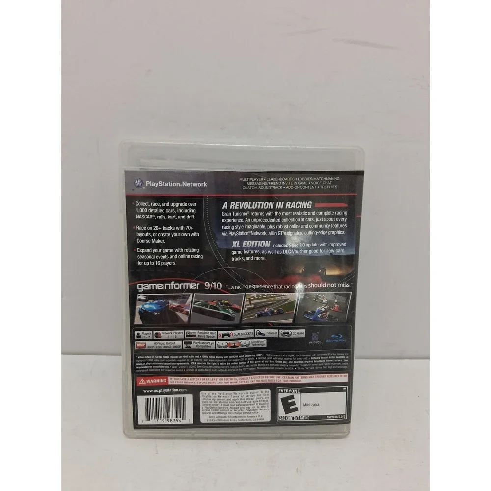Gran Turismo 5 Case with Elder Scrolls V Skyrim PS3 Game Disc and Manual